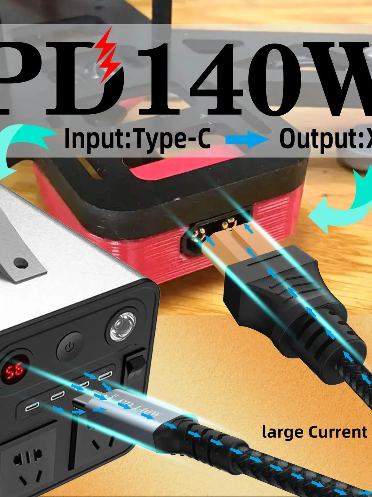 Type C to XT60 Adapter Cable, USB C to XT60 Charging Cable, USB C Male to XT60 Female Cable, PD 140W Charging Cable Pi-Mart