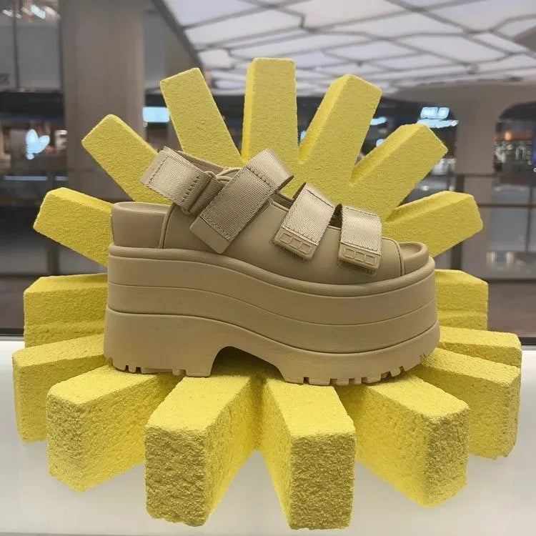 11CM High Platform Sandals Women Summer Hidden Heel Casual Mules Shoes Female Outside Beach Slipper Breathable Chunky Sneakers LadyShow.Store