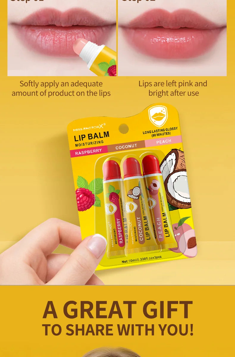 3-Piece Cardboard Lipstick Set -10ml * 3PCS Portable Belt Deep Moisturizing and Gloss Autumn and Winter Care Lipstick Pi-Mart