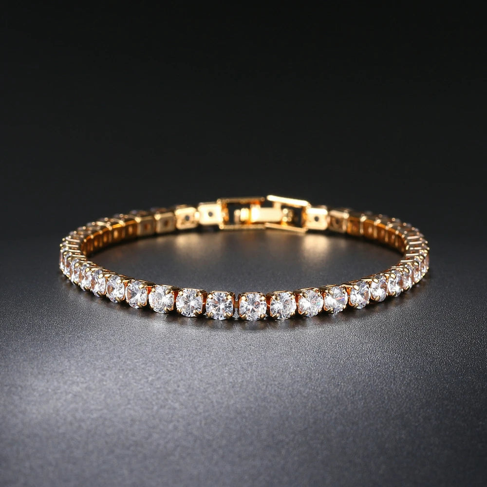 Hiphop Tennis Bracelet Homme Iced Out 3/4/5mm Cubic Zirconia Mens Crystal Chain on The Hand Hip-hop Streetwear Jewelry Male H086 Pi-Mart