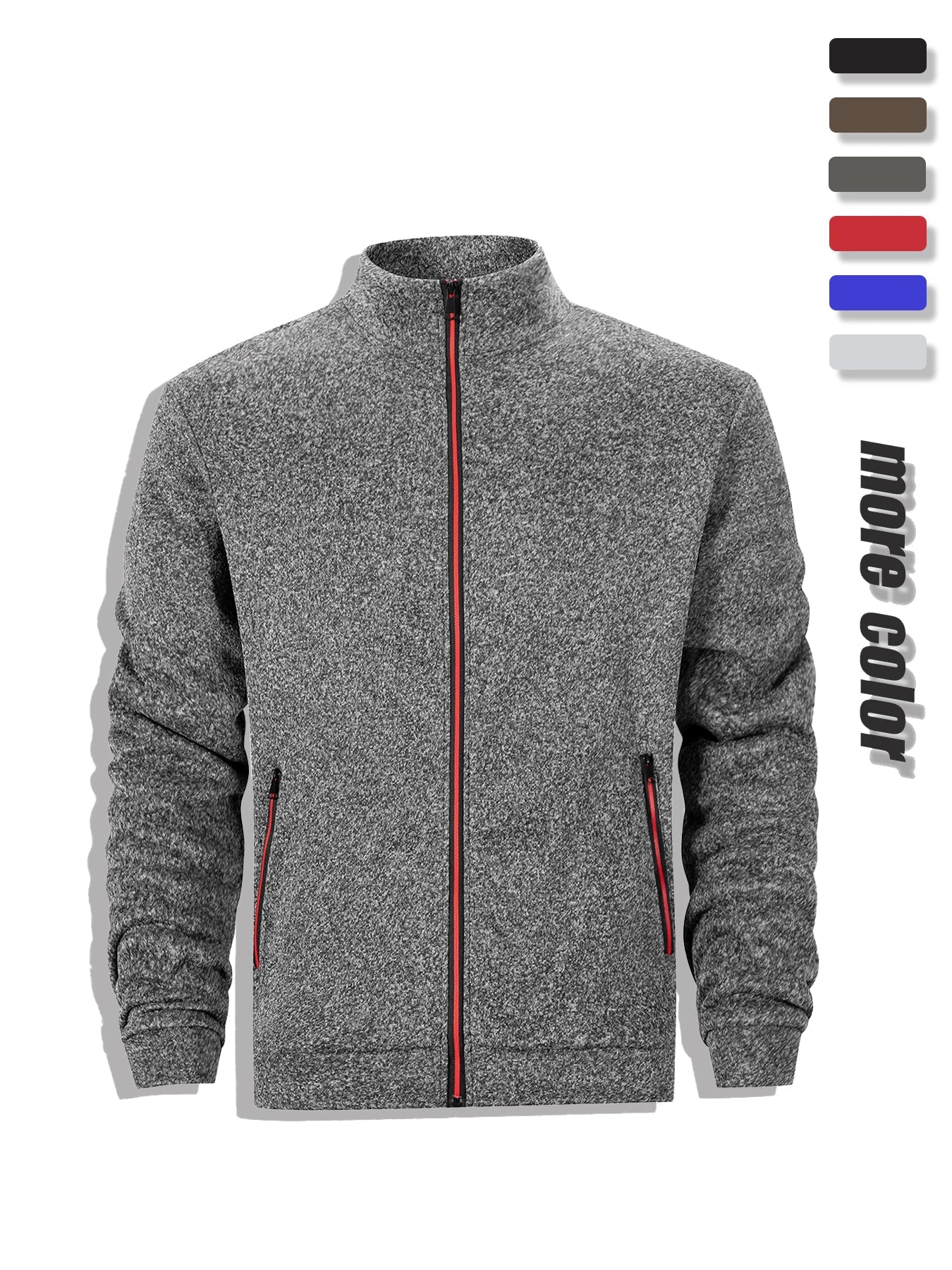 Men's Casual Sweatshirt Jackets Full Zip Up Cardigan Stand Collar Jacket Autumn Winter Male Outdoor Windproof Warm Coat LadyShow.Store