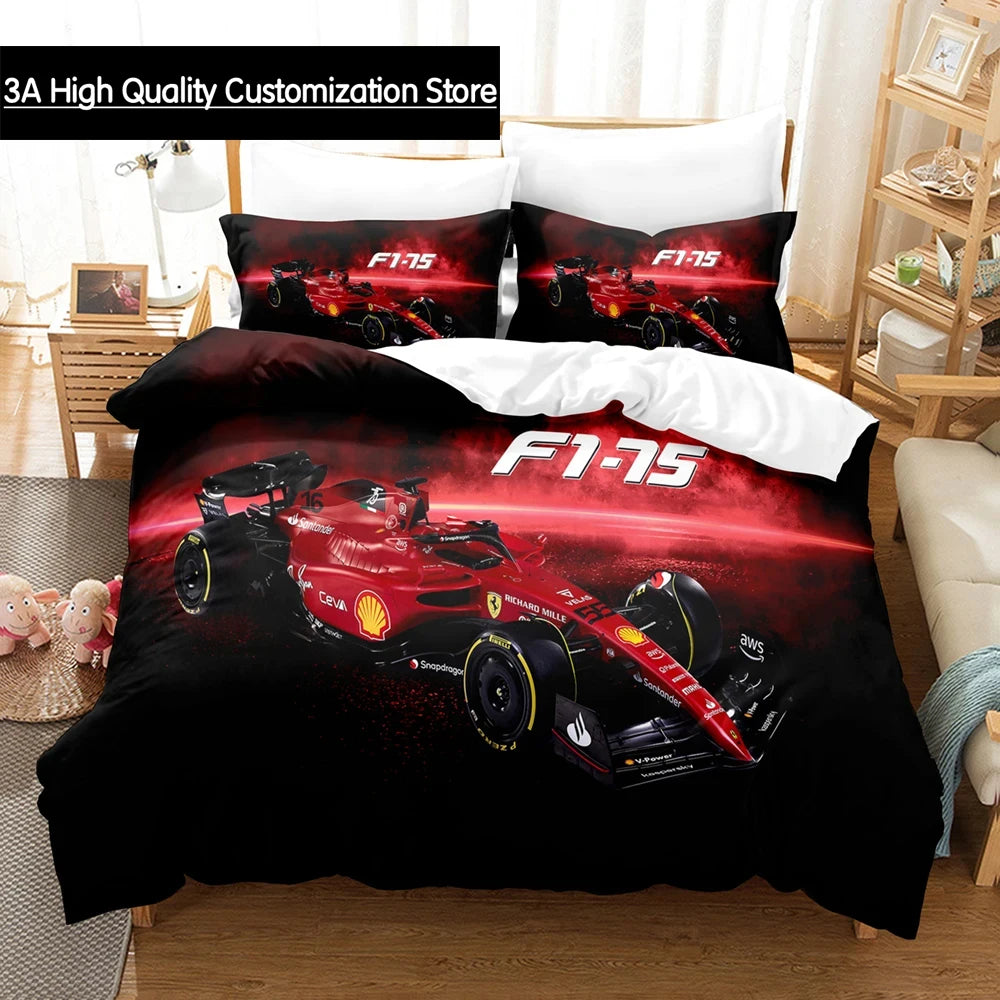 Formula Racing Car Bedding Sets 3D Boys Duvet Cover Set With Pillowcase Twin Full Queen King Bedclothes Bed Linen For Boys Girls Pi-Mart