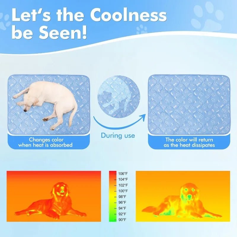Large Pet Cooling Mat for Summer Heat Relief Reusable Breathable Gel Freeze Panel for Dogs Cats Indoor Outdoor Crate Bed Pi-Mart