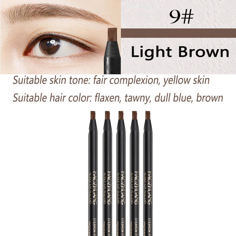 5PCS Haozhuang Eyebrow Pencil Brown Wholesale Cosmetic Pencil Product Natural Waterproof Long-Lasting Tattoo Brush Makeup Beauty Tri Light Beauty