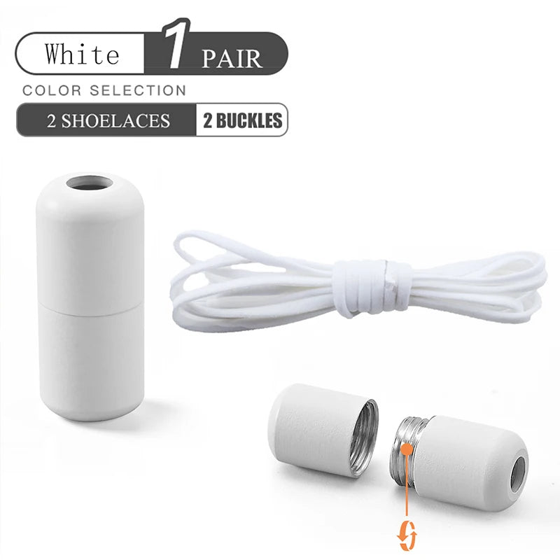 Elastic No Tie Shoelaces Semicircle Shoe Laces For Kids and Adult Sneakers Shoelace Quick Lazy Metal Lock Laces Shoe Strings Pi-Mart