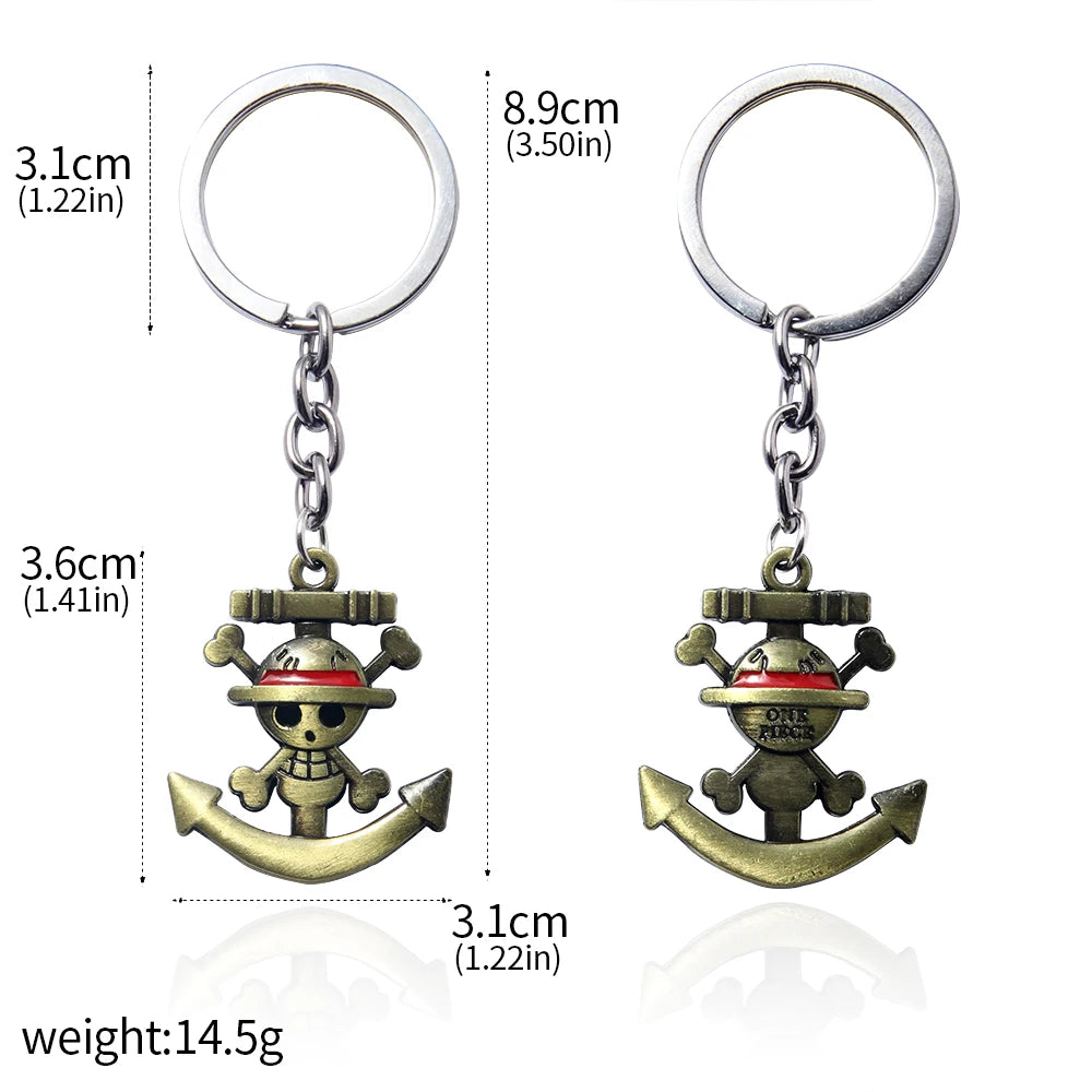One Piece Luffy Straw Hat Keychain Rotatable Zoro Skull Metal Pendant Role-Playing Decorative Accessories Fan Jewelry Gift Pi-Mart