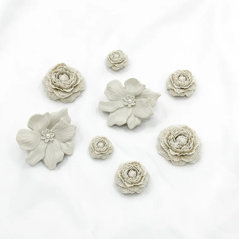 Cute Shoe Charms Set DIY Flower Hole Shoe Buckle Shoes Accessories 3D Flower Bouquet Bone White Hole Shoe Decorations For Women Pi-Mart