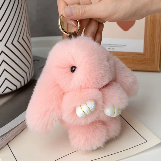 15cm Women's Rabbit Fur Keychain Bag Car Pendant Jewelry Decoration Fashionable Accessory for Bags And Gifts Pi-Mart