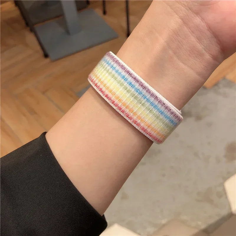 Nylon Sport loop Strap For Apple Watch Band 44mm 42/40mm 45mm  38/41mm pride Bracelet iwatch Ultra2 49mm Series 9 8 se 7 6 5 4 3 LadyShow.Store