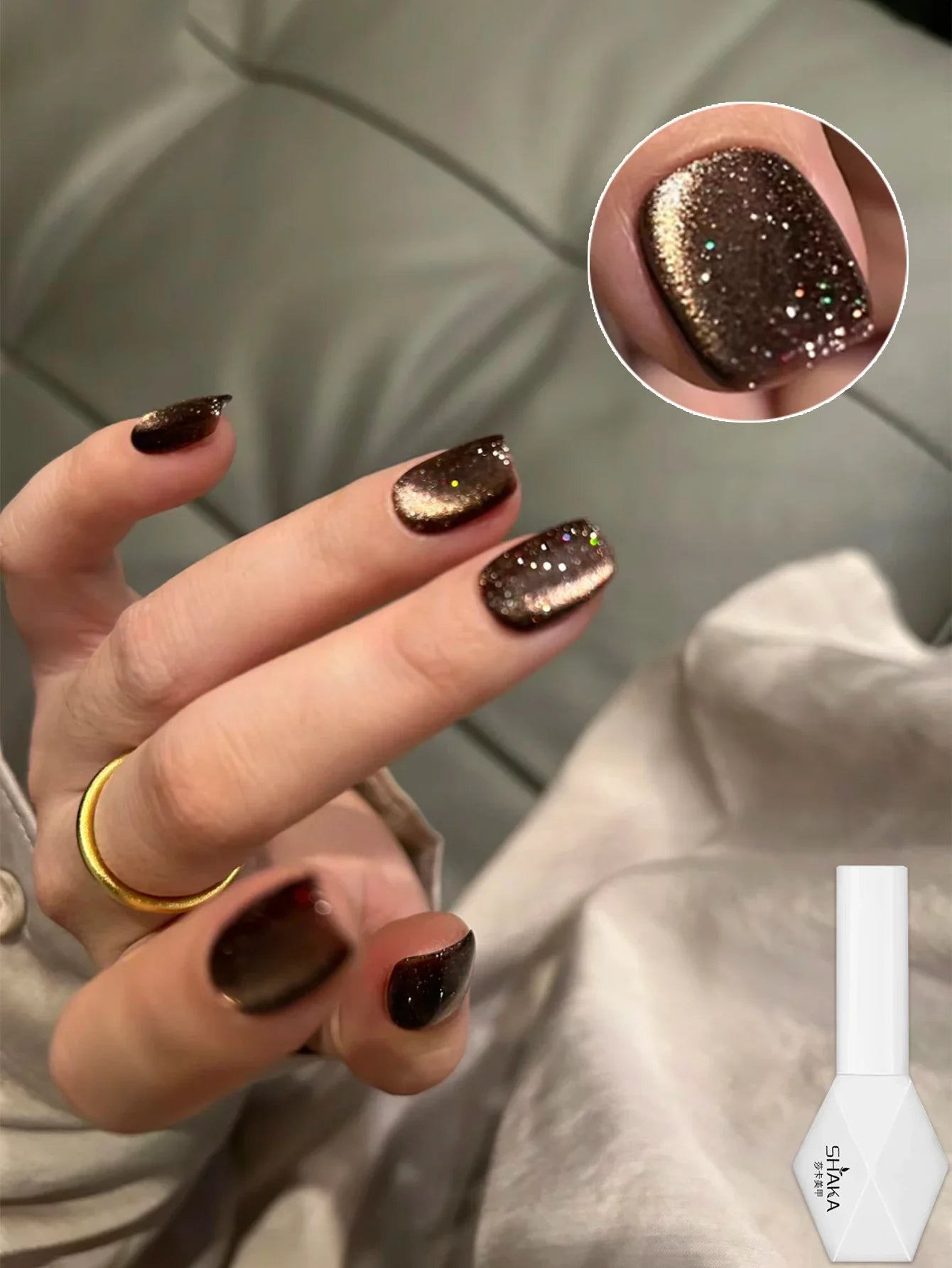 WS Black Glass Cat Magnetic Gel Nail Polish Punk Style Nail Art Manicure Varnis Semi Permanent Gel for Winter Nail Supplies Tri Light Beauty