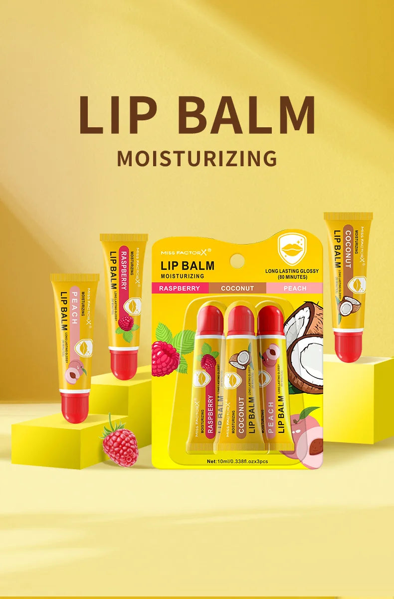 3-Piece Cardboard Lipstick Set -10ml * 3PCS Portable Belt Deep Moisturizing and Gloss Autumn and Winter Care Lipstick Pi-Mart