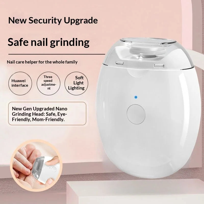 Baby & Adult Manicure Care: LED Light Electric Nail File, Automatic Polisher & Grinder in Mini Size Tri Light Beauty
