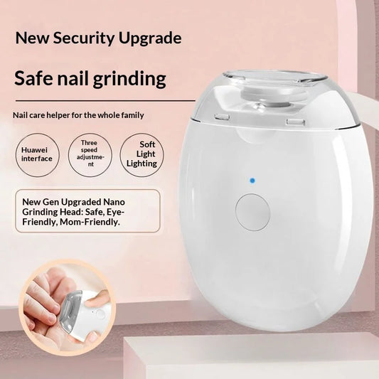 Baby & Adult Manicure Care: LED Light Electric Nail File, Automatic Polisher & Grinder in Mini Size Tri Light Beauty
