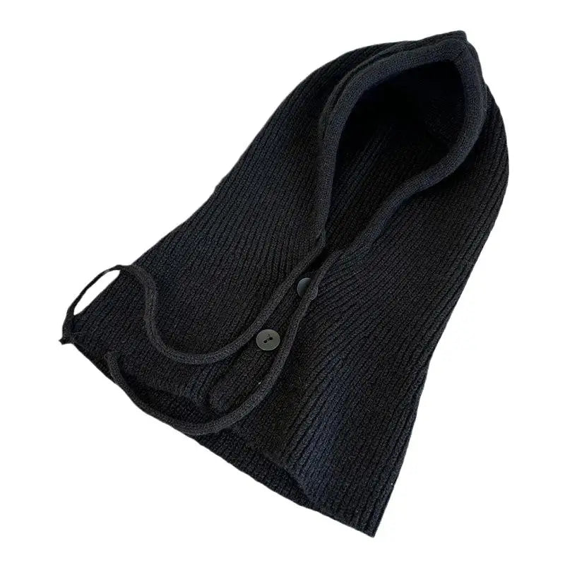 Winter Balaclava Hat Warm Knitted Women's Hood Hat Solid Color One-piece Neck Pullover Cap Outdoor Cashmere Caps Pi-Mart