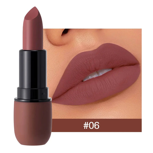 Matte Lipstick Long-Lasting Waterproof Classic High Pigment Velvet Topcoat Lip Cosmetics Tri Light Beauty
