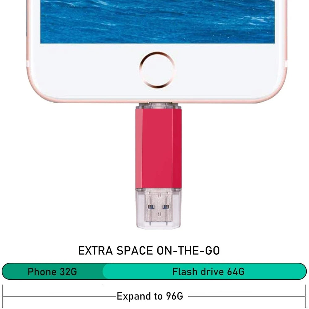 For iPhone TYPE-C OTG USB Flash Drive 256GB 512GB High Speed Phone Pen Drive with Key Chain Memory Stick Creative Business Gift Pi-Mart