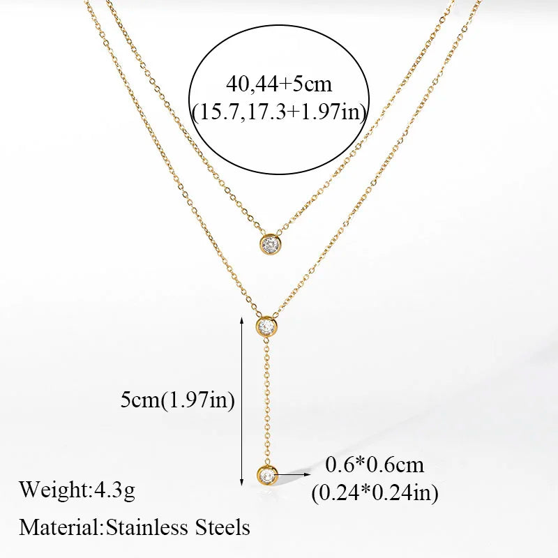 GANEMLY 316l Stainless Steel Luxury Bling Cubic Zirconia Eye Droplets Pendant Necklace Women Chic Romantic Waterproof Jewelry Pi-Mart