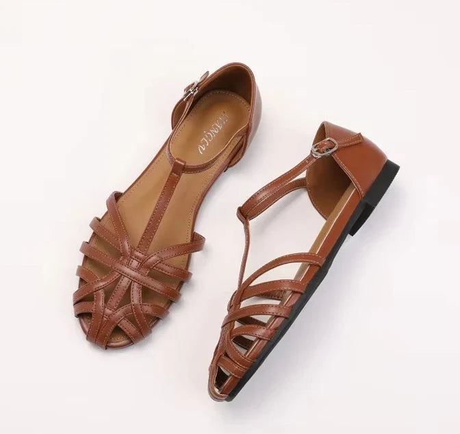 ZAROY Summer Cross Strap Flat Sandals Women Round Toe Ankle Buckle Hollow Casual Roman Sandalia Zapatos De Mujer сандали LadyShow.Store