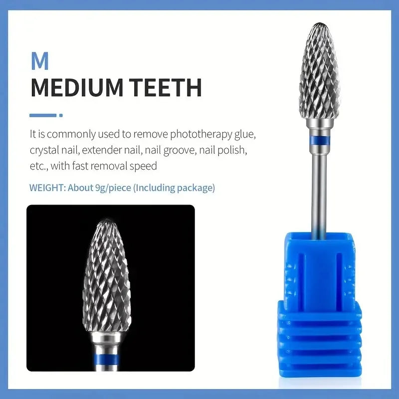 Tungsten Carbid Nail Drill Bits Electric Manicure Drill Accessory Milling Cutters for Nail Gel Polish Remover Nail Tools Efiles Tri Light Beauty