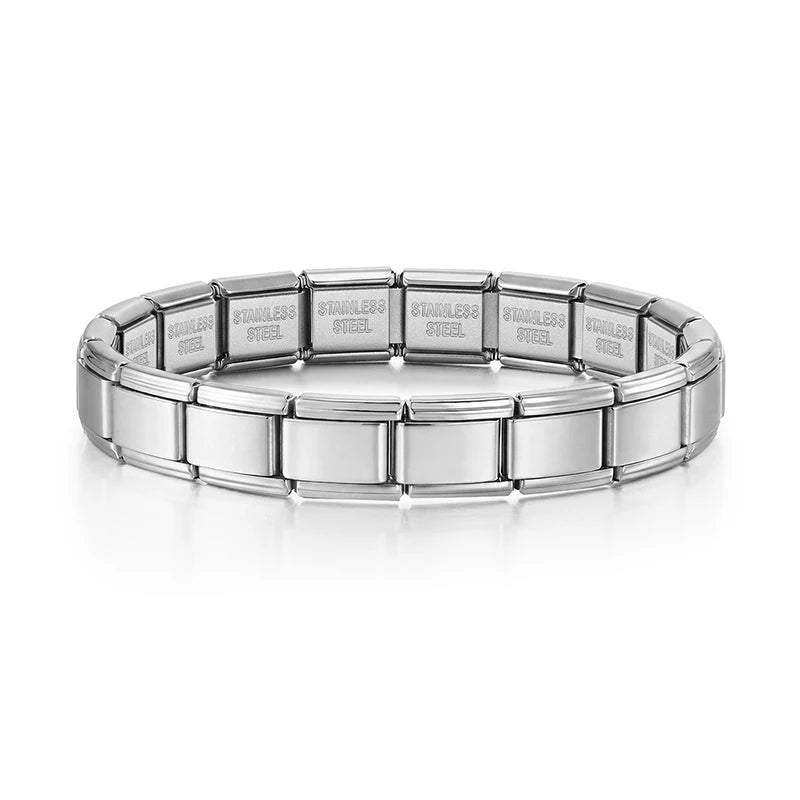 Italian Charm Link for Women Men 9mm Width Silver Gold Color Chain Stainless Steel Bracelet on Hand DIY Making Jewelry Wholesale Pi-Mart