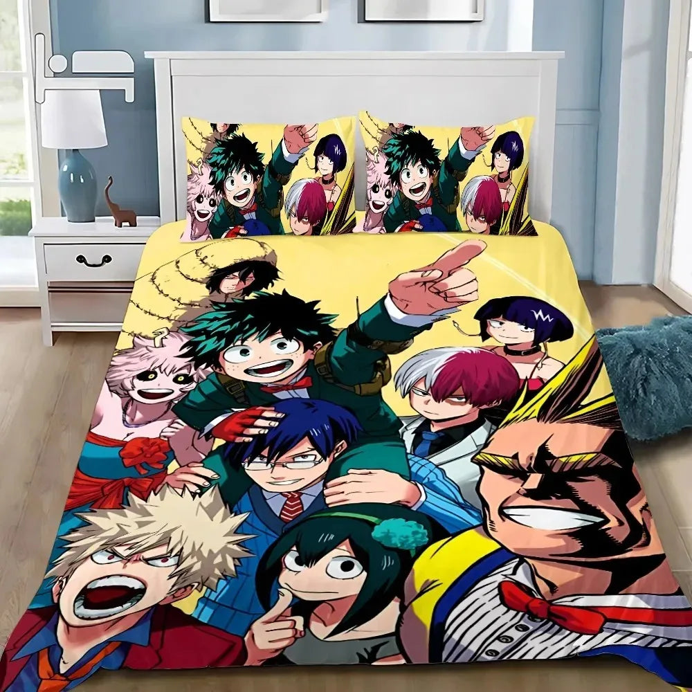 Japan Anime My Hero Academia Bedding Sets Exquisite Bed Supplies Duvet Cover Bed Comforter Set Bedding Set Luxury Birthday Gift Pi-Mart