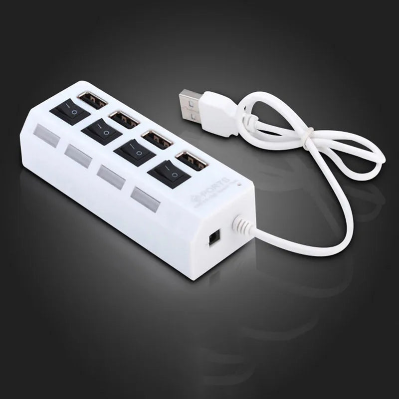 High Speed 4/7 Ports USB HUB 2.0 Adapter Expander Multi USB Splitter Multiple Extender with LED Lamp Switch for PC Laptop Pi-Mart