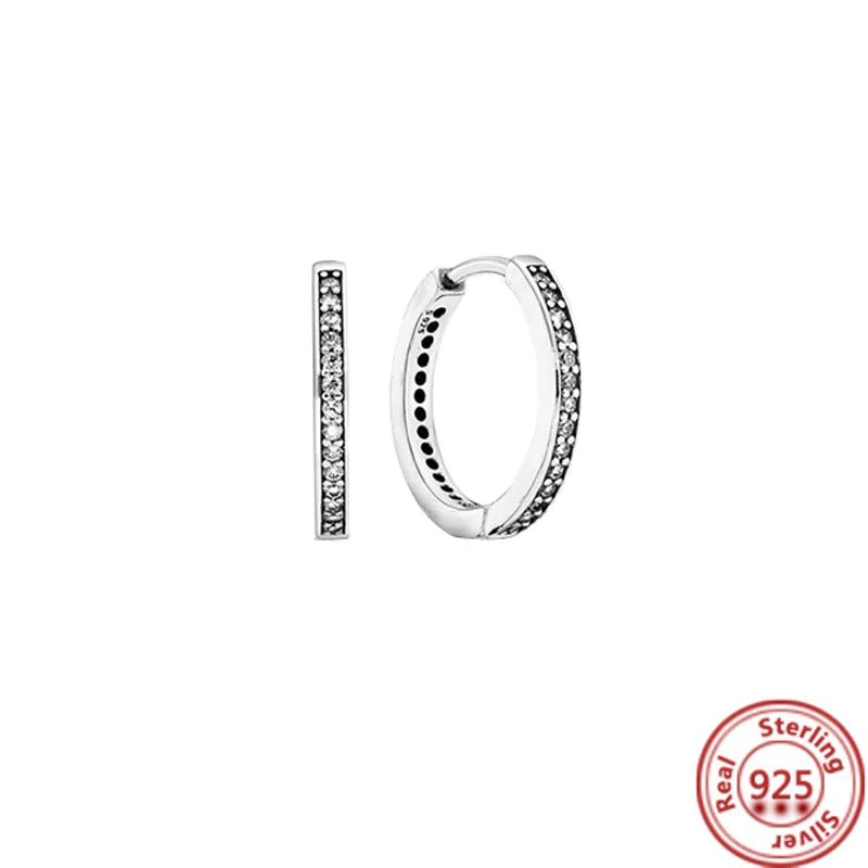 Hot Sale 925 Sterling Silver Heart Earrings Fit Original Charms Hoop Earrings For Women Girls Stud Earring Fine Jewelry Gifts Pi-Mart