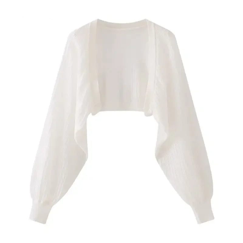 French Ice Silk Knitted Sun-Proof Cardigan Top Women's Summer Thin Jacket Waistcoat Suspender Skirt Shawl Outer Match Blouse LadyShow.Store