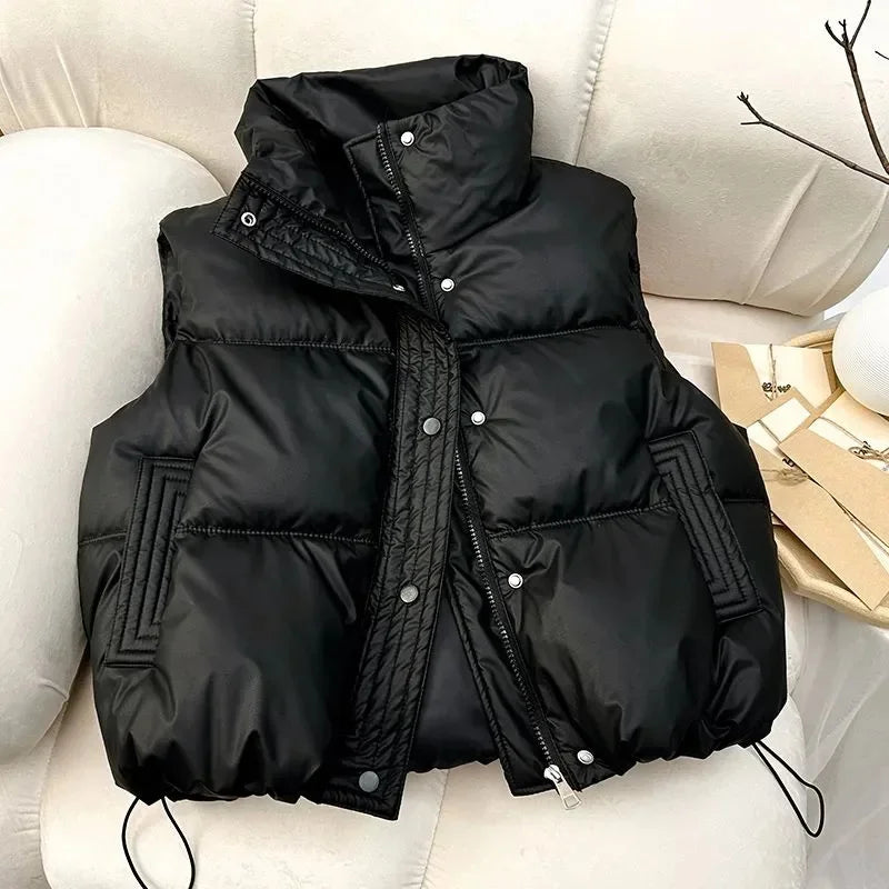 2026 New Women Winter Warm Waistcoat Ladies Sleeveless Stand Collar Coats Warm Outerwear Casual Lightweight Puffer Vest Jackets LadyShow.Store