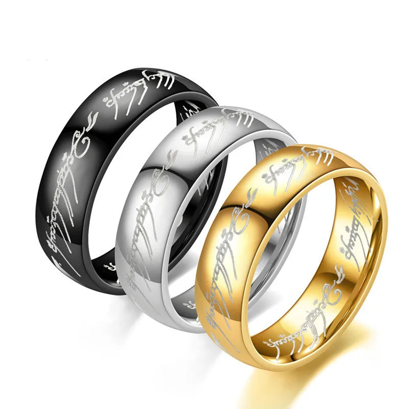 6MM Stainless Steel Laser Engraving Exquisite Couples Wedding Rings, Men And Women Fashion Movie Jewelry Gifts Wholesale Pi-Mart
