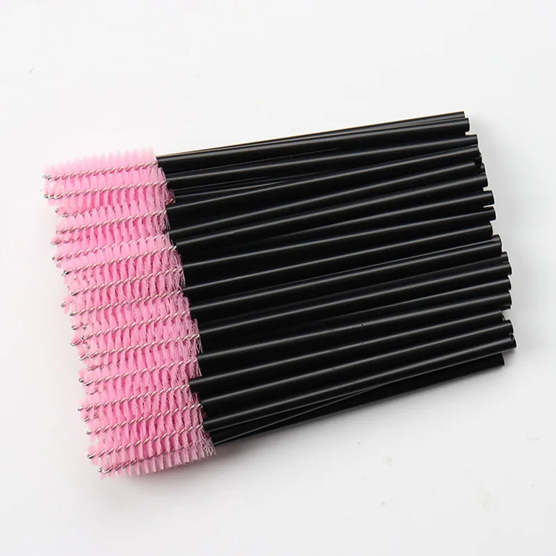 50Pcs Makeup brushes Disposable Crystal Eyebrow brush Diamond Handle Mascara Wand Applicator Eye Lashes Eyelash Extension Tools Tri Light Beauty