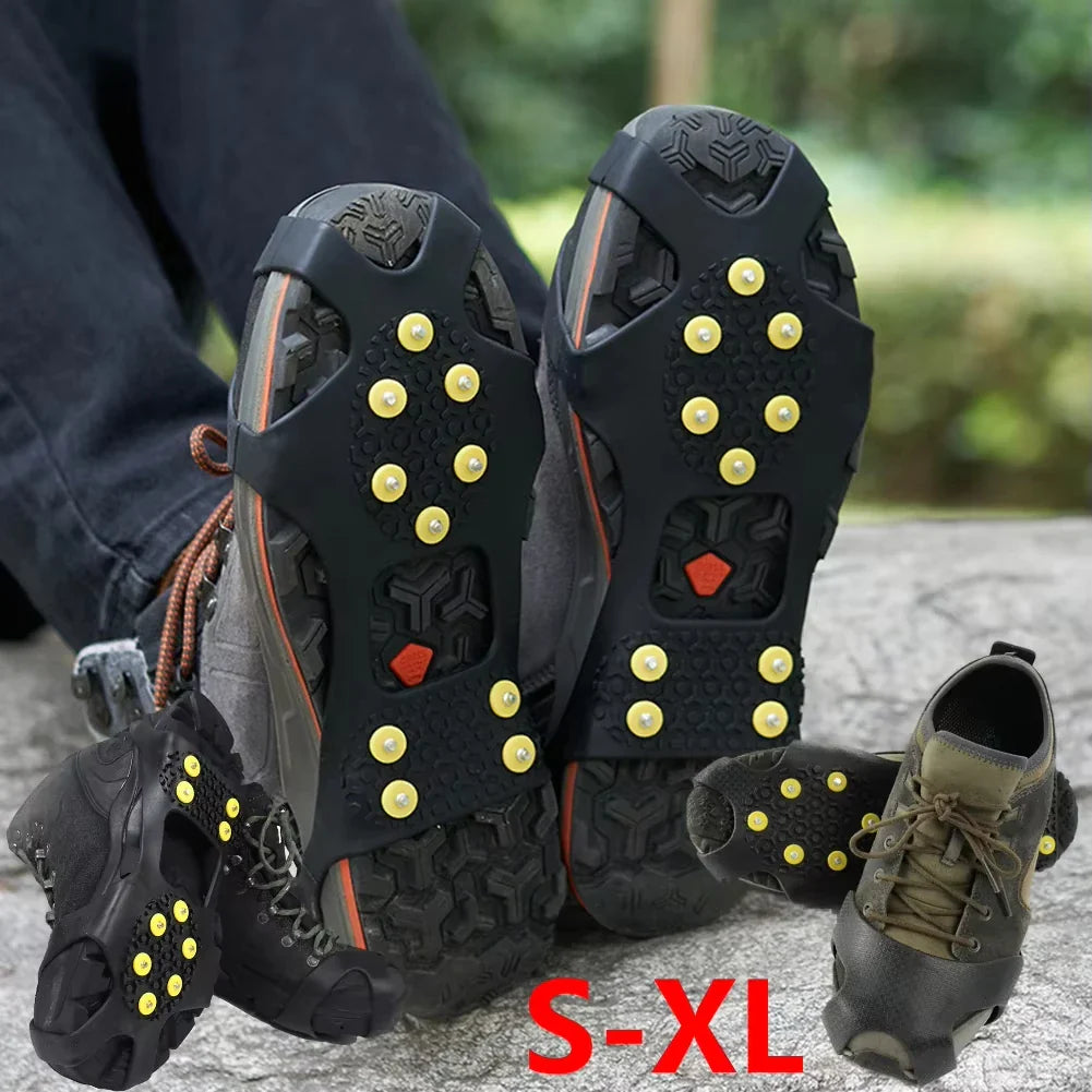 Outdoor snow claw shoe covers for men and women 10 teeth rock climbing crampons non-slip climbing cleats Hiking accessories LadyShow.Store