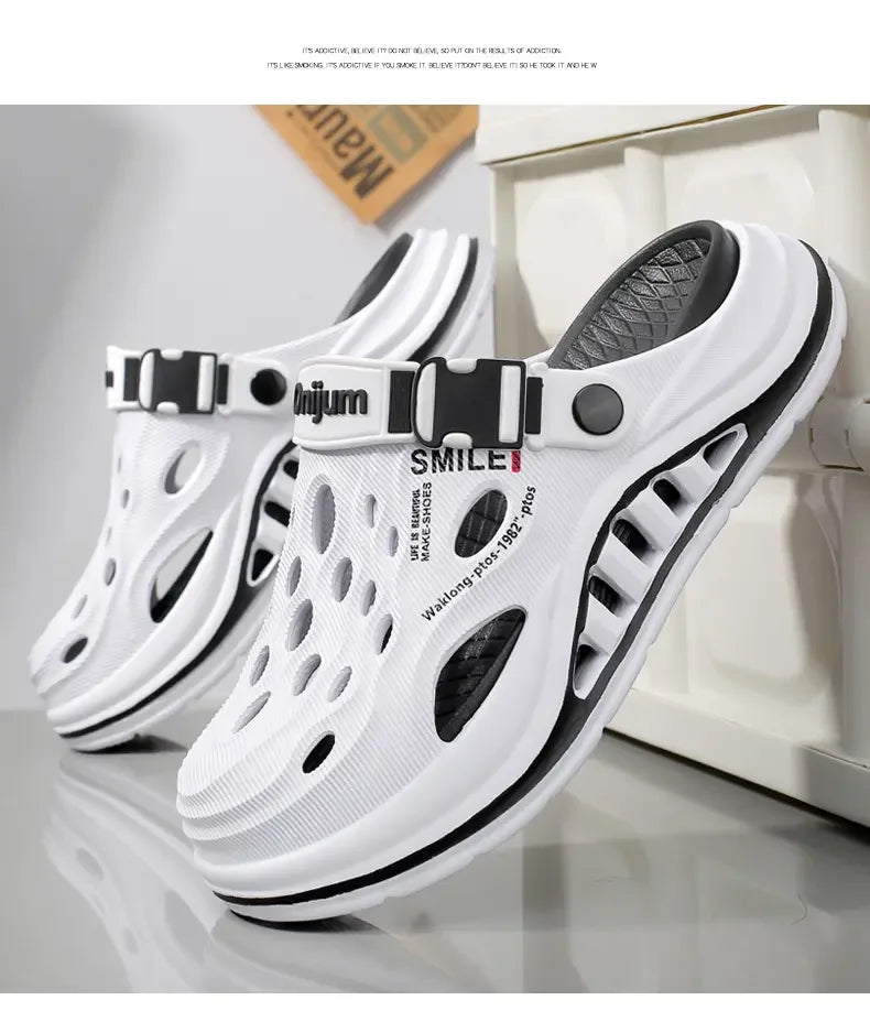 2026 New Men's Holes oes Summer Thi Bot Anti-Slip Driving Beach Slippers Spor Casual EVA Injection Moulding Footwear Pi-Mart