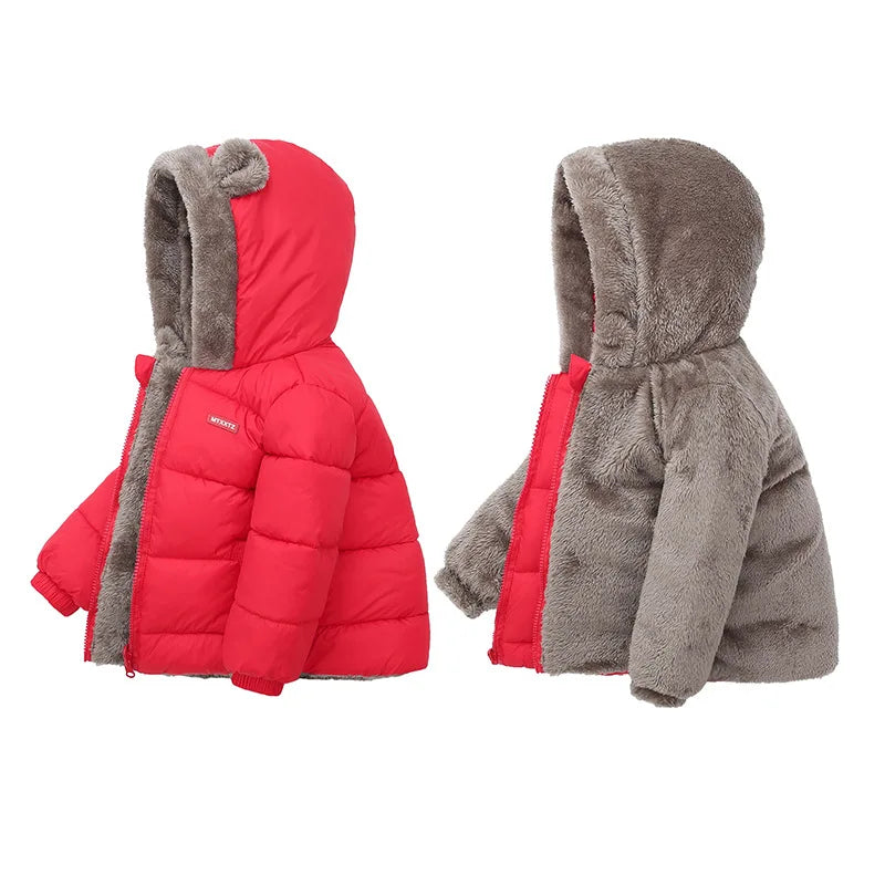 Baby Boys Girls Jacket Hooded Cotton Outerwear Children's Thick Fleece Coat Cashmere Padded Jackets Winter Boys Girls Warm Coats LadyShow.Store