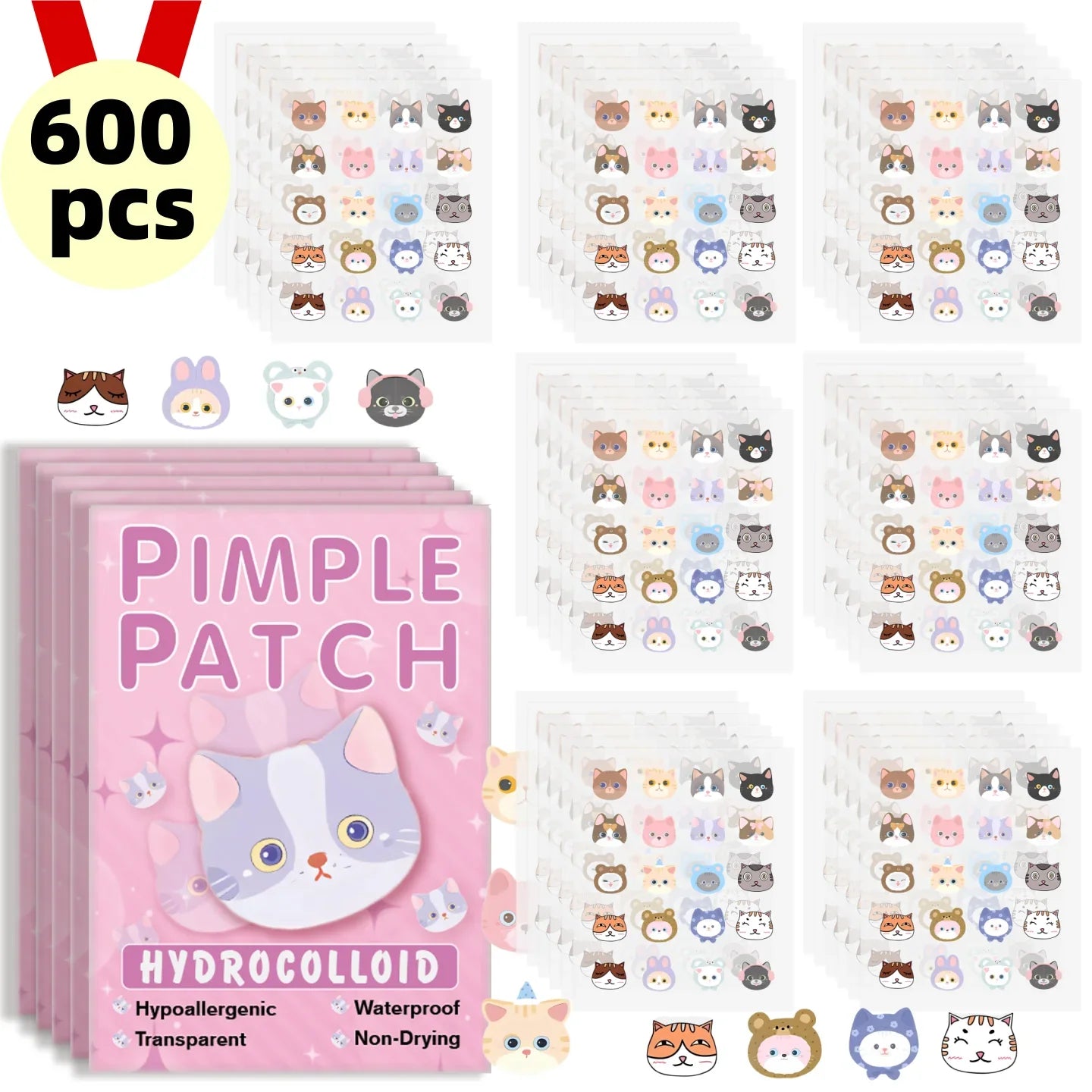 600pieces of cartoon cat acne patches, facial acne patches, concealer acne patches, and pimples patches. Ultra-thin and breathab Tri Light Beauty