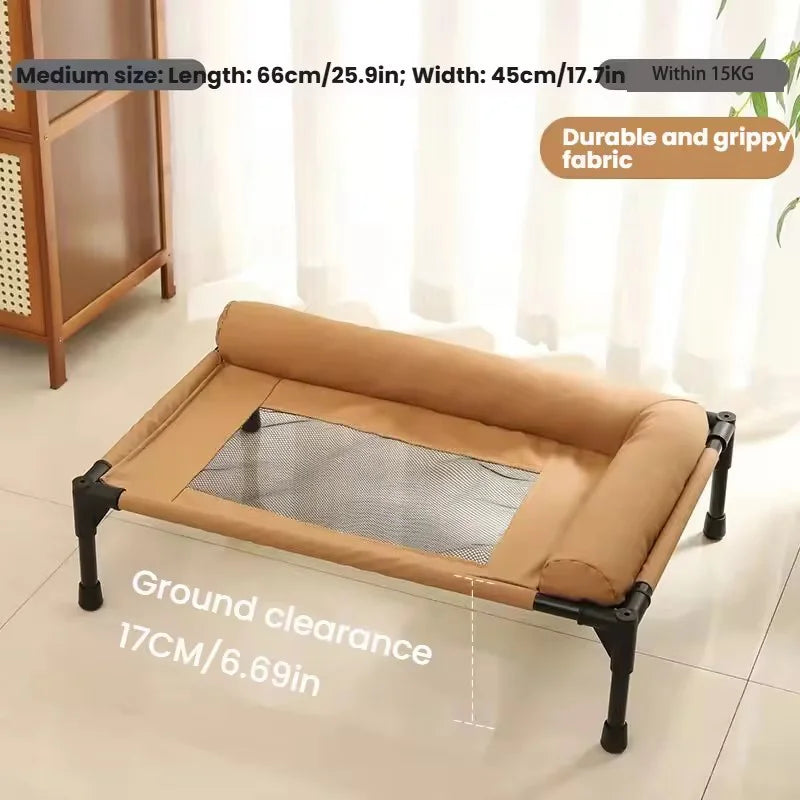 Elevated Cooling Mesh Dog Cot Breathable Moisture Resistant Bed With Pillow Four Seasons Use Indoor For Dog Cat Pet Supplies Pi-Mart