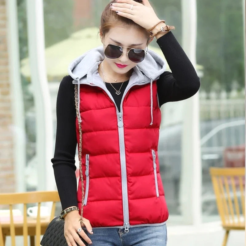2026 New Winter Underwaist Coat Long Hooded Quilted Puffer Vest Female Warm Thicken Outwear Womens Jacket Sleeveless Waistcoat LadyShow.Store