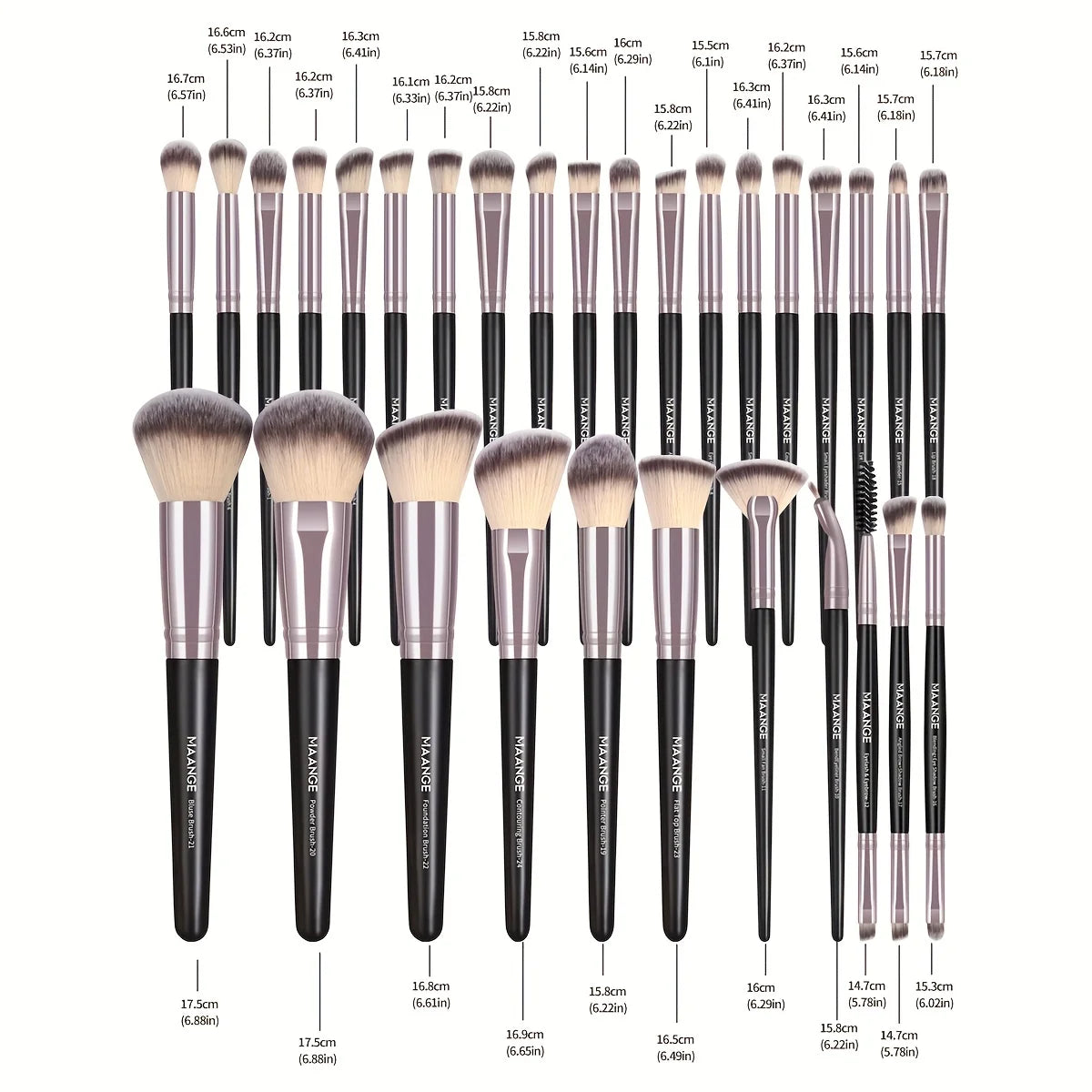 MAANGE 30pcs Professional Makeup Brush Set Foundation Concealers Eye Shadows Powder Blush Blending Brushes Beauty Tools with Bag Pi-Mart