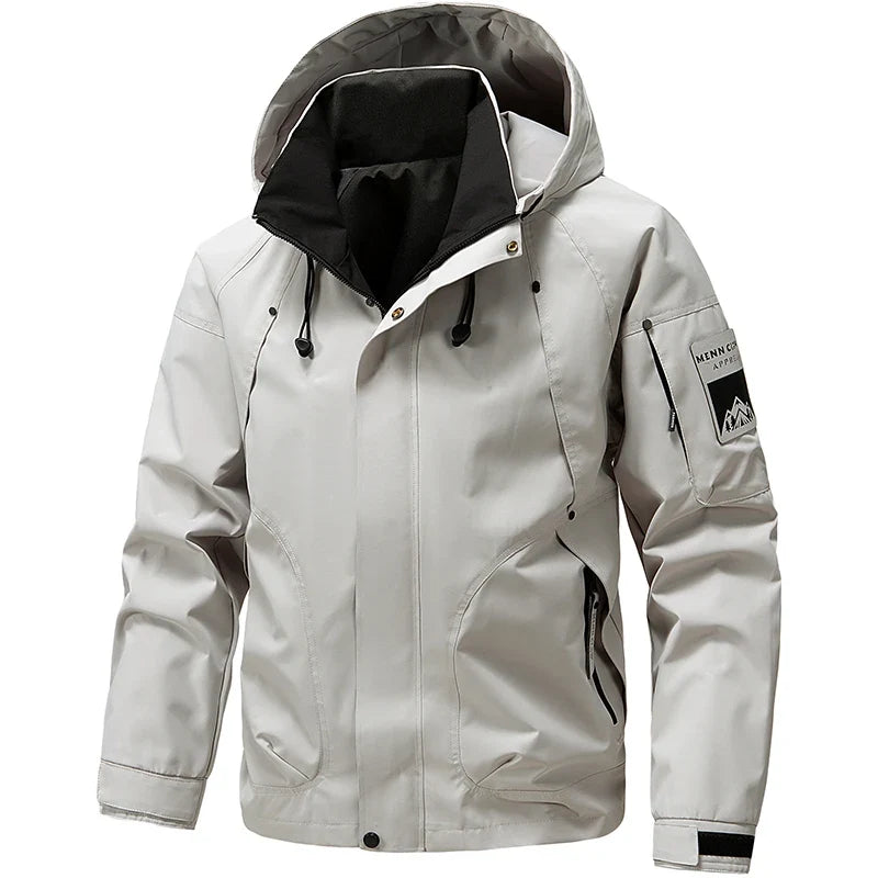 Waterproof Jacket Men Outdoor Softshell Zip Up Hooded Jacket Windbreaker Hiking Camping Coats Lightweight Spring Autumn Coats LadyShow.Store