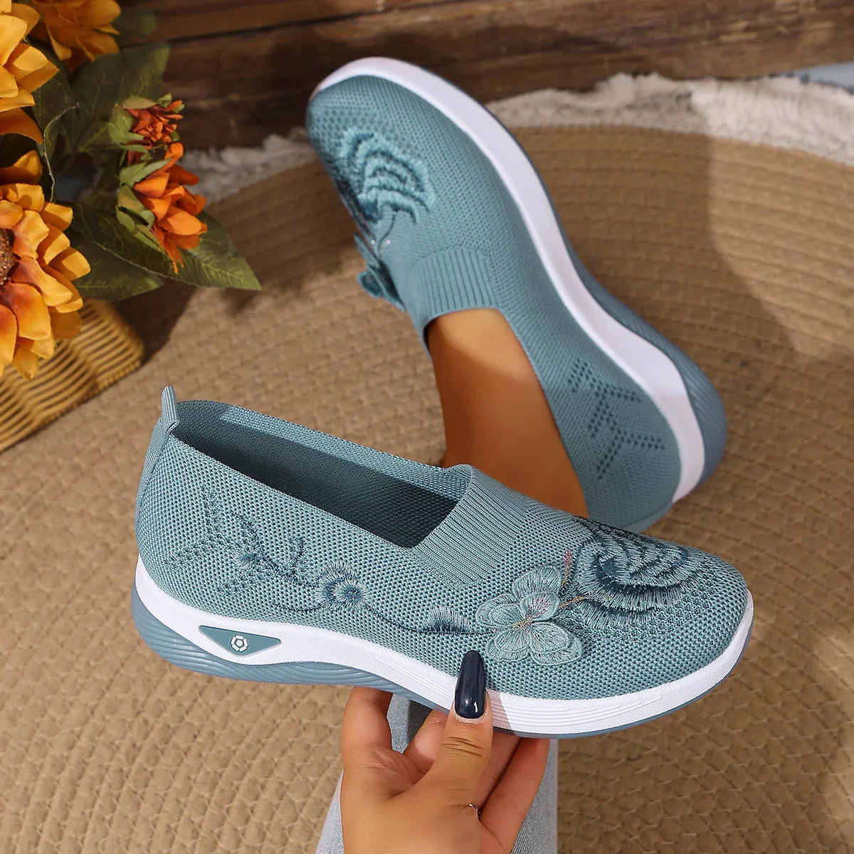 Women's Lightweight Durable Knit Sneakers Microfiber Breathable Spring Summer Outdoor Daily Commute Casual Walking Shoes LadyShow.Store