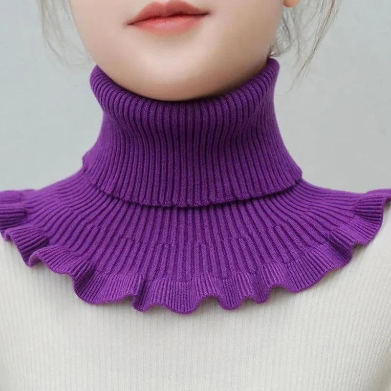 Warm Knitted Fake Collar Women Thicken Turtleneck Ruffles False Collars Detachable Neck Guard Winter Windproof Fake Collar Pi-Mart