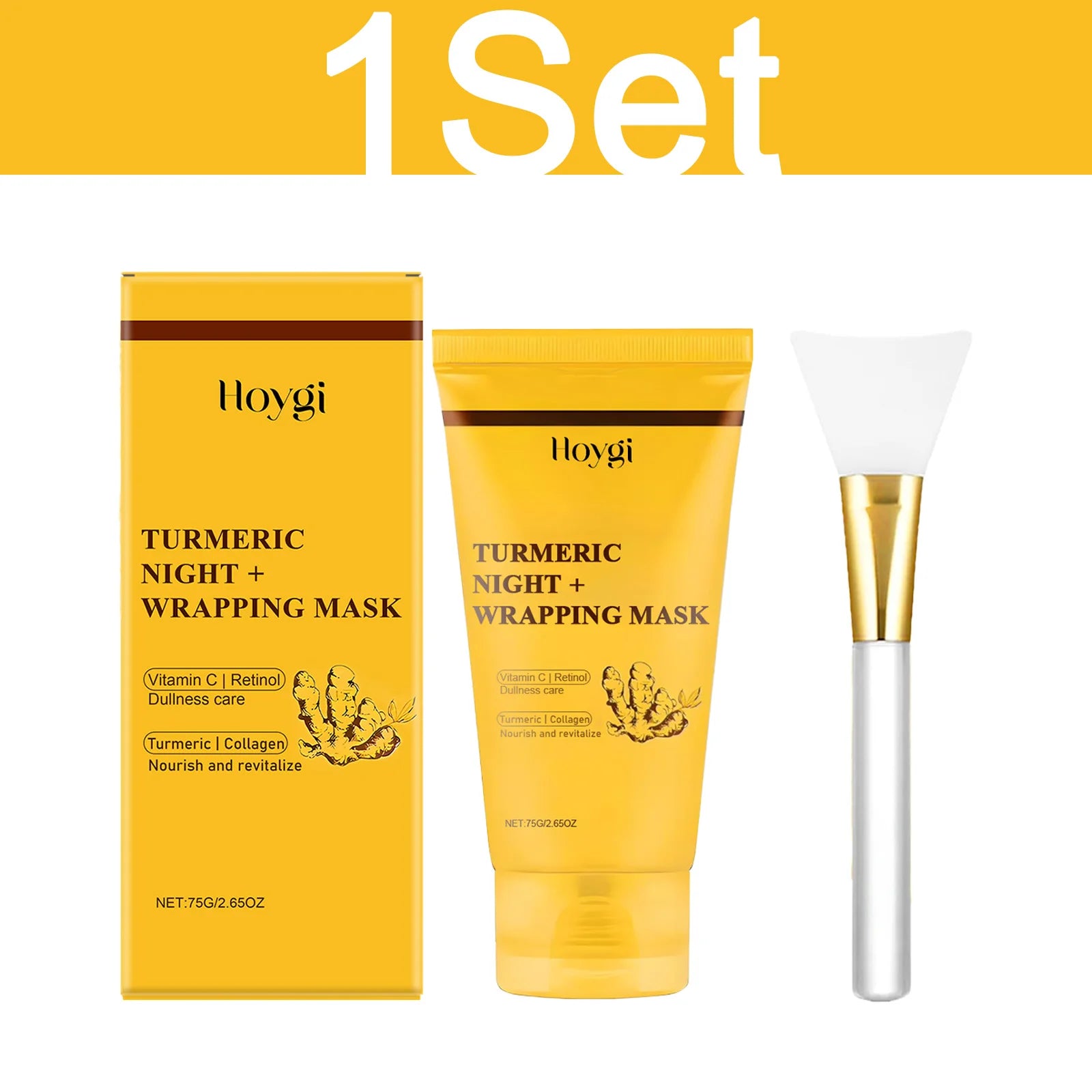 HOYGI Turmeric Collagen Mask Cleansing Pore Improves Spots Gentle Exfoliation Brightening Dullness Smoothing Peel-off Mask 75g Pi-Mart