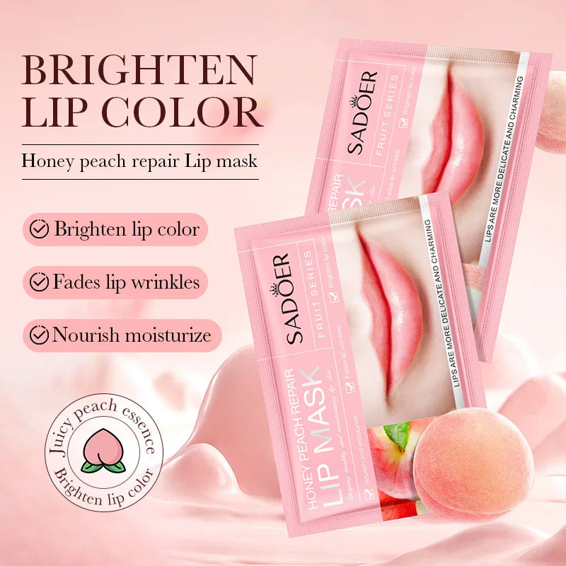 10pcs SADOER Fruits Moisturizing Lip Mask Lips Skin Care Nourishing Hydrating Crystal Collagen Gel Lip Patches Lips Plumper LadyShow.Store