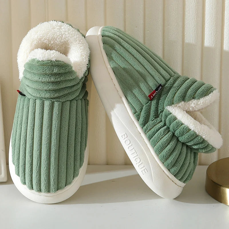 Evshine Soft Sole Slippers For Women Winter Fashion Women Fur Slippers Fuzzy Plush Men Slippers Warm Furry Women Cotton Shoes Pi-Mart