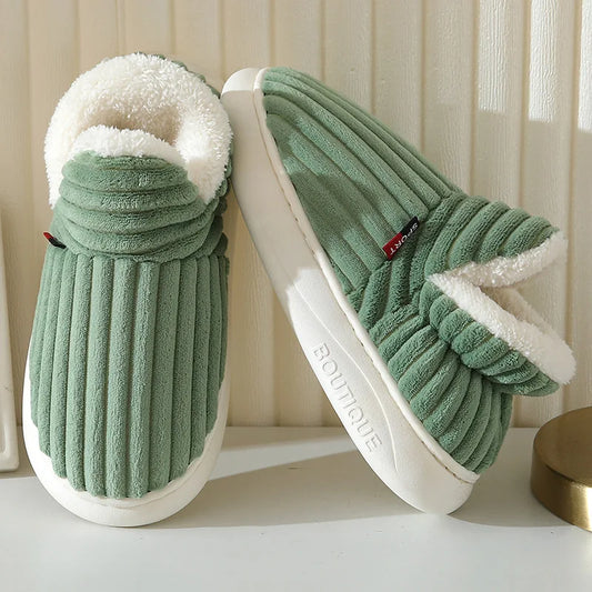 Evshine Soft Sole Slippers For Women Winter Fashion Women Fur Slippers Fuzzy Plush Men Slippers Warm Furry Women Cotton Shoes Pi-Mart