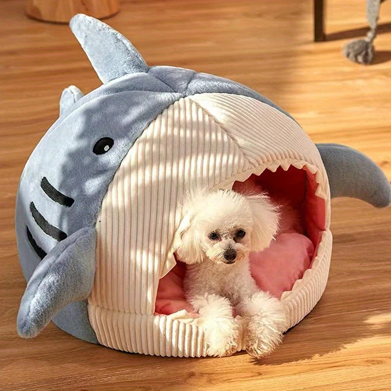 Plush Hooded Cat Cave Bed Round Semi‑Enclosed Shell Pet Nest Washable Anti‑Slip Warm All Season Sleeping Bed For Cats Small Dogs Pi-Mart