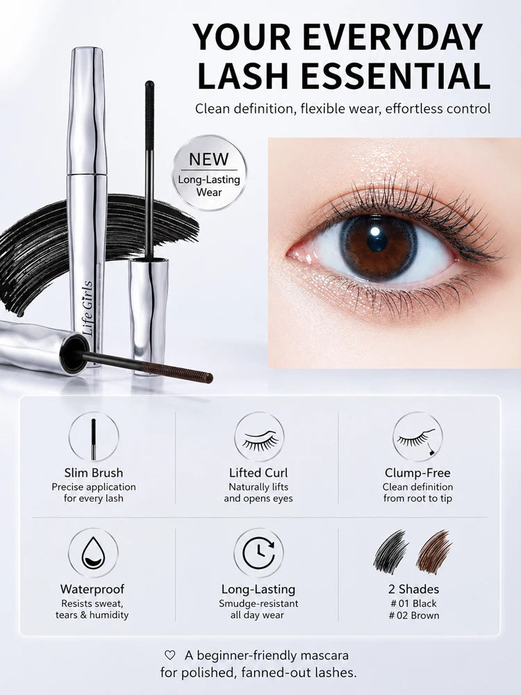 Life girls Waterproof Eyelash Primer Mascara, Lengthening Curling Lash Base, Smudge-Proof Long Lasting Black Brown Eye Makeup Pi-Mart