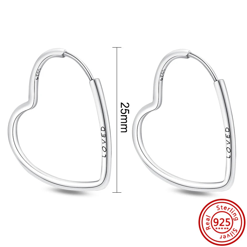 Hot Sale 925 Sterling Silver Heart Earrings Fit Original Charms Hoop Earrings For Women Girls Stud Earring Fine Jewelry Gifts Pi-Mart