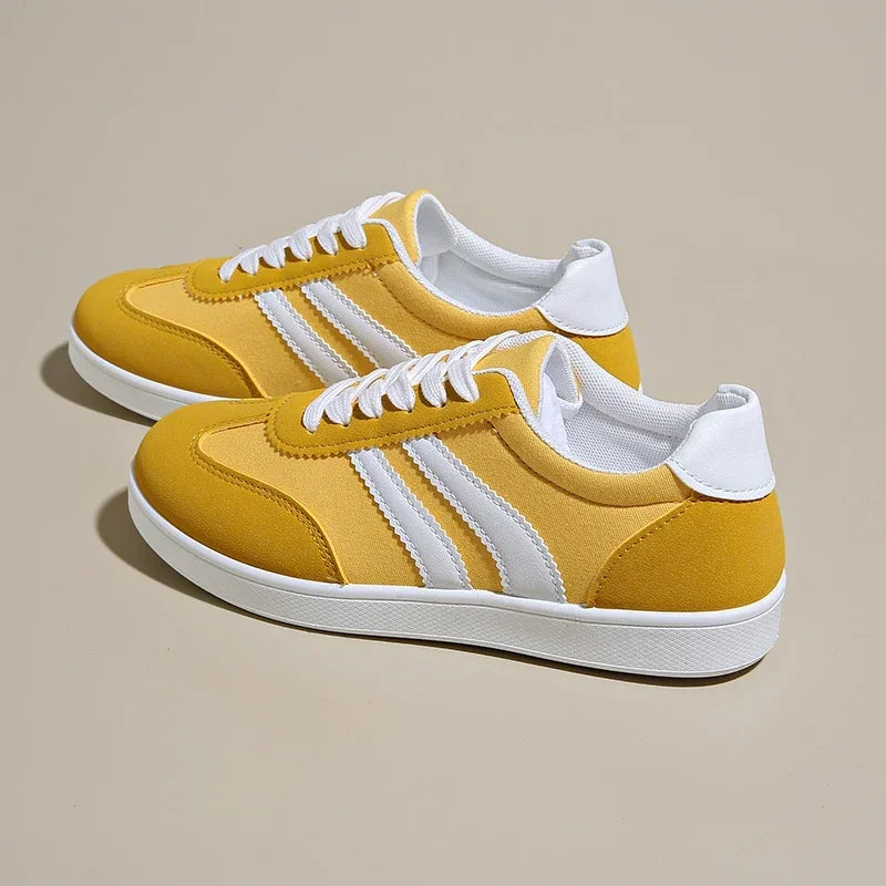 Women Tennis Sneakers Flats Ladies Fashion Mixed Colors Lace-up Vulcanized Shoes Spring Autumn Woman Outdoor Trainers Footwear Pi-Mart