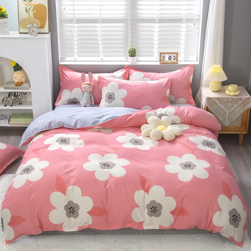 Lovely Cartoon King Size Duvet Cover Set 220x240 Skin Friendly Double Bed Quilt Cover Blanket Comforter Cover and Pillowcase Pi-Mart